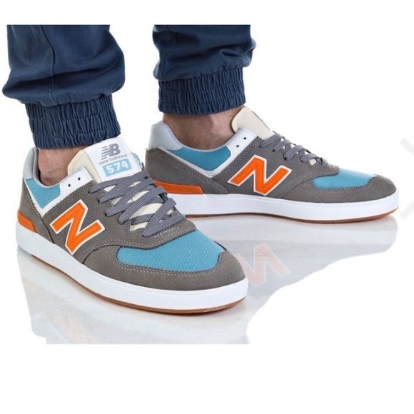 New Balance All Coast Shoe's Men's Sneakers AM574PGO (Grey/Orange), size 10.5 - Picture 1 of 12